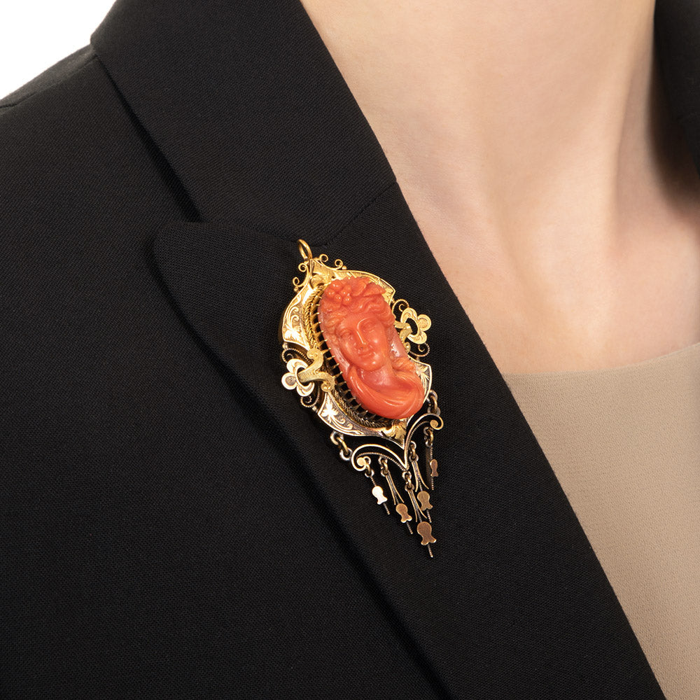 Victorian Bacchus Coral Pendant/Brooch - 6