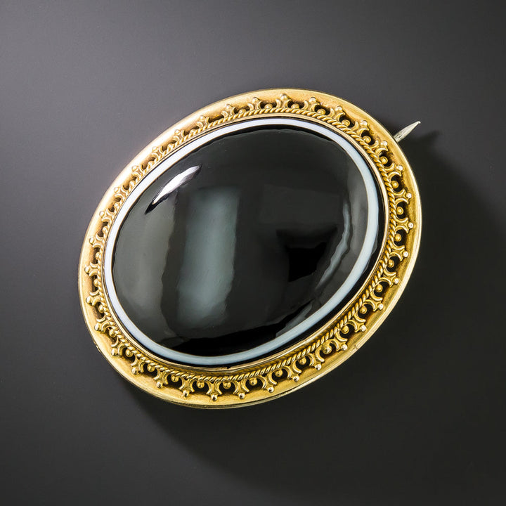 Victorian Banded Agate Brooch