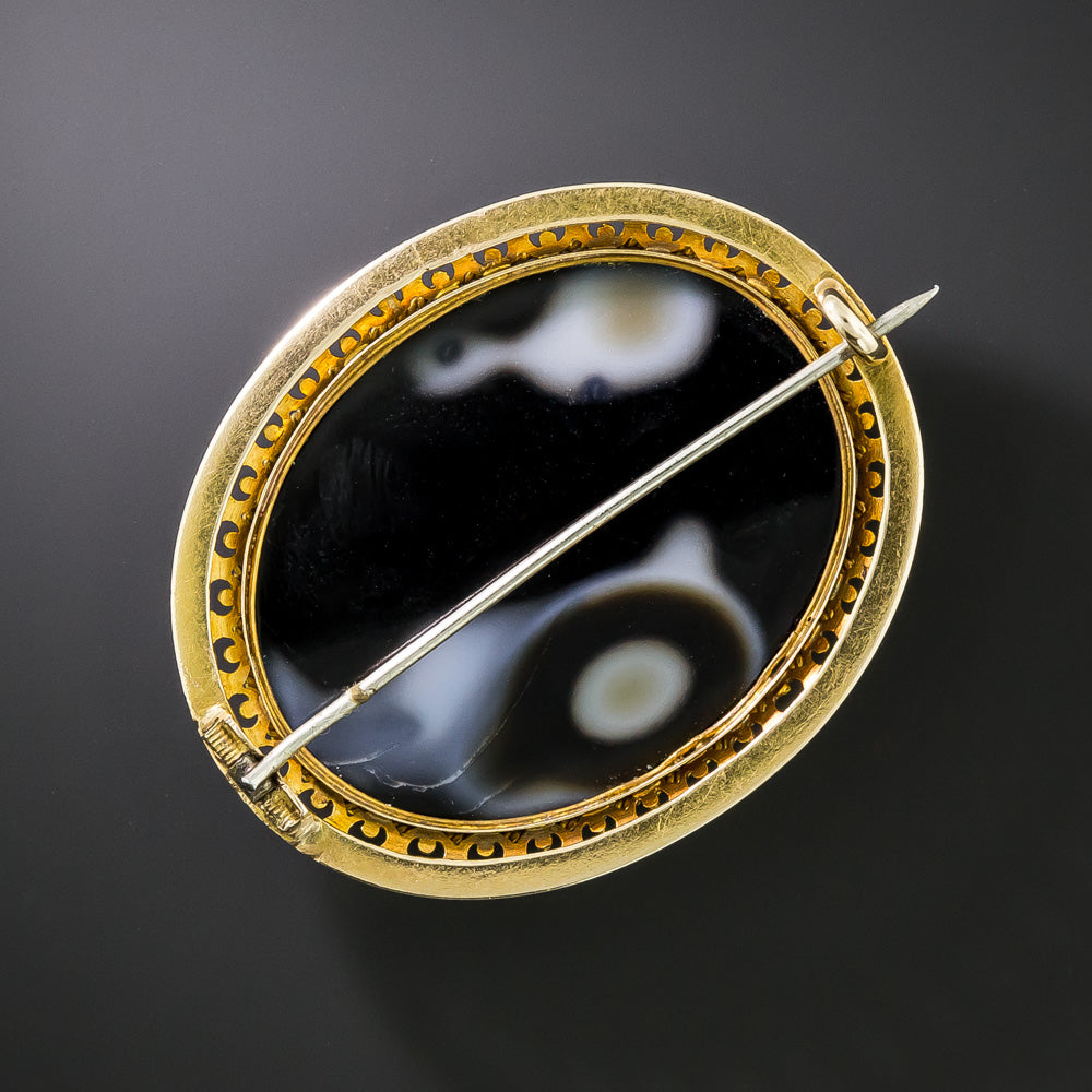 Victorian Banded Agate Brooch - 7