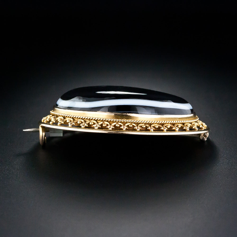 Victorian Banded Agate Brooch - 8