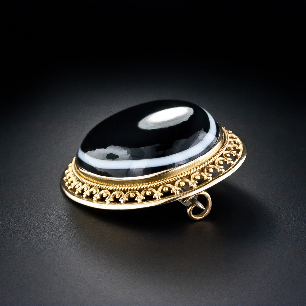 Victorian Banded Agate Brooch - 9