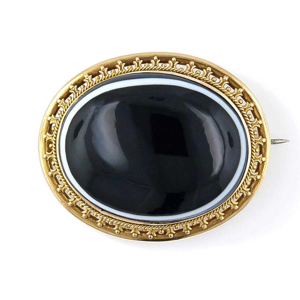 Victorian Banded Agate Brooch - 10