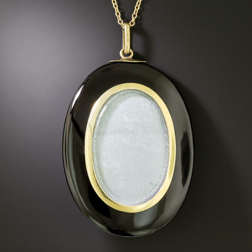 Victorian Black Onyx and Natural Pearl Locket - 3