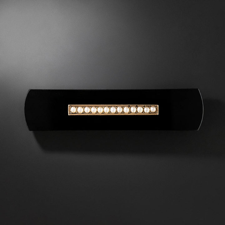 Victorian Black Onyx and Seed Pearl Brooch