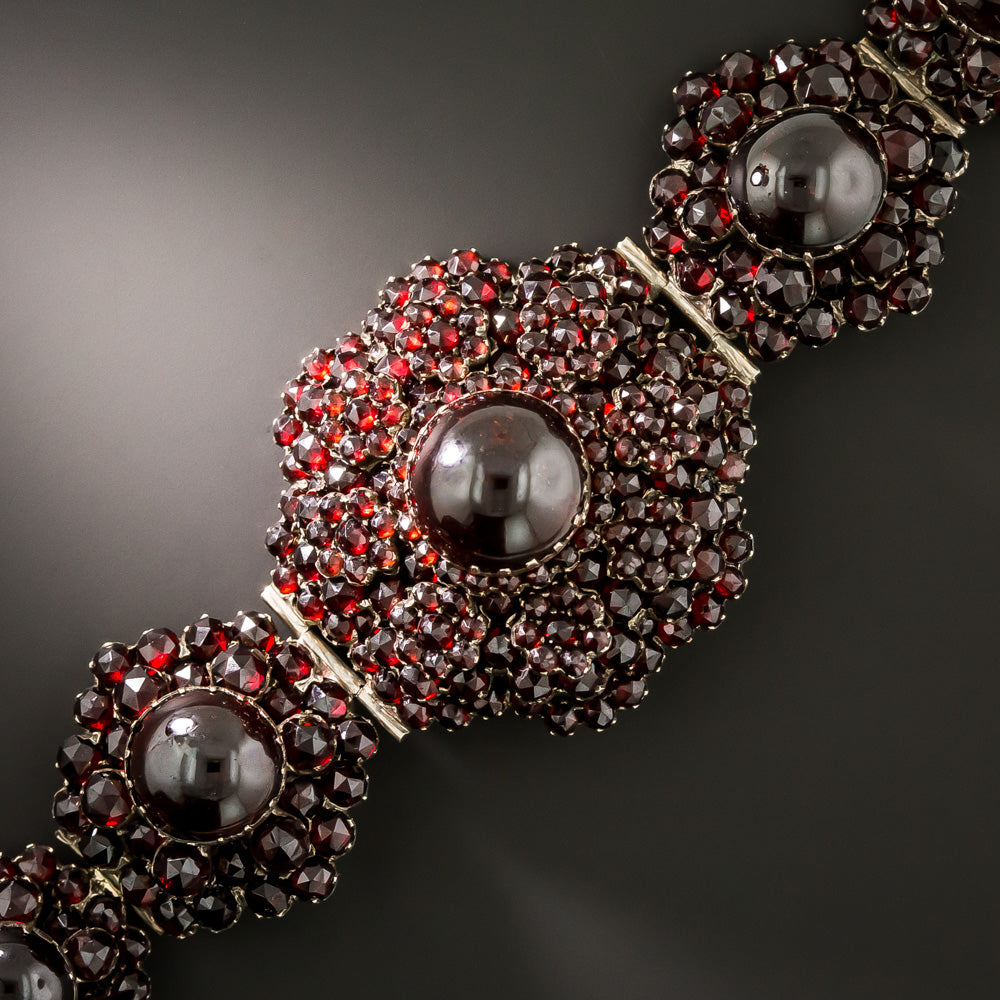 Victorian Bohemian Garnet Cluster Bracelet - 2