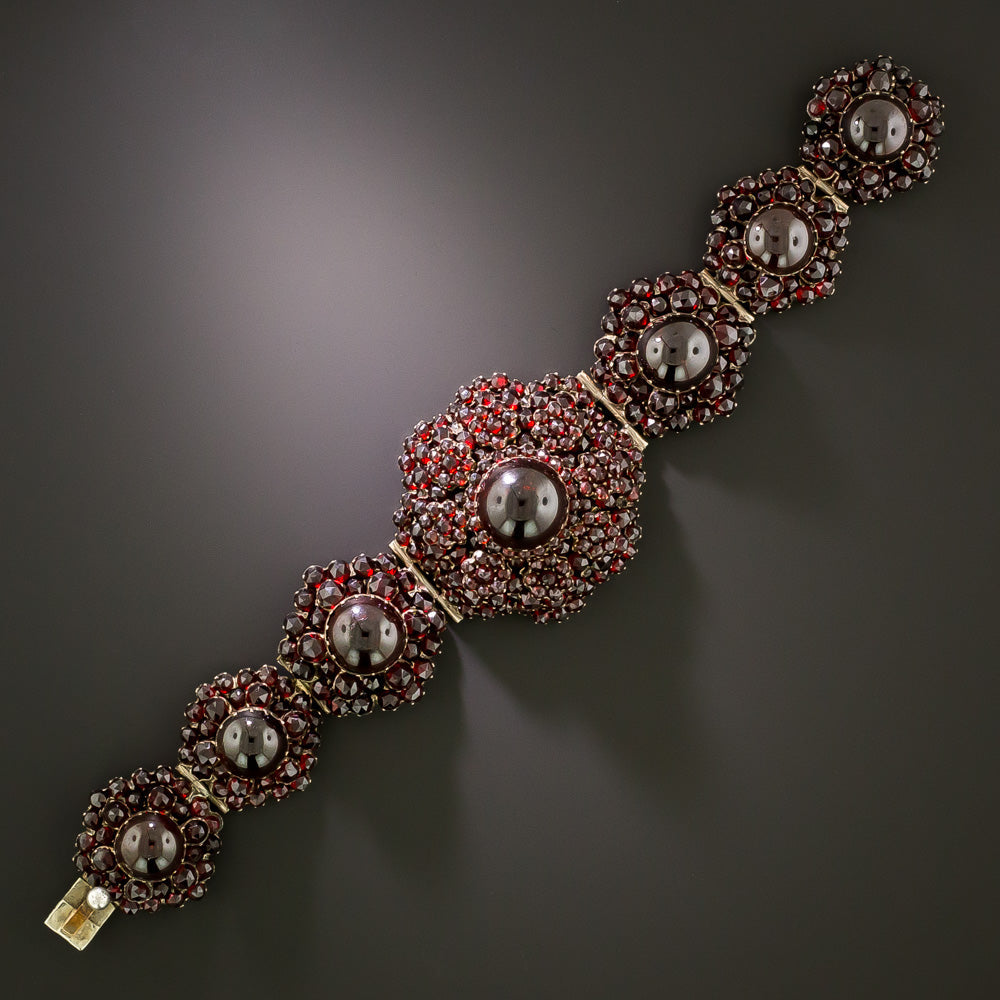 Victorian Bohemian Garnet Cluster Bracelet - 3