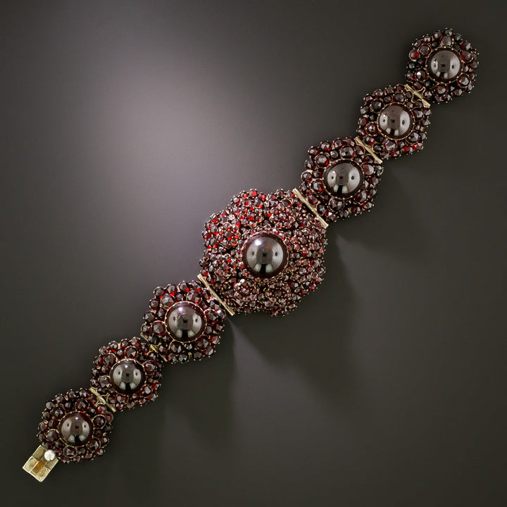 Victorian Bohemian Garnet Cluster Bracelet
