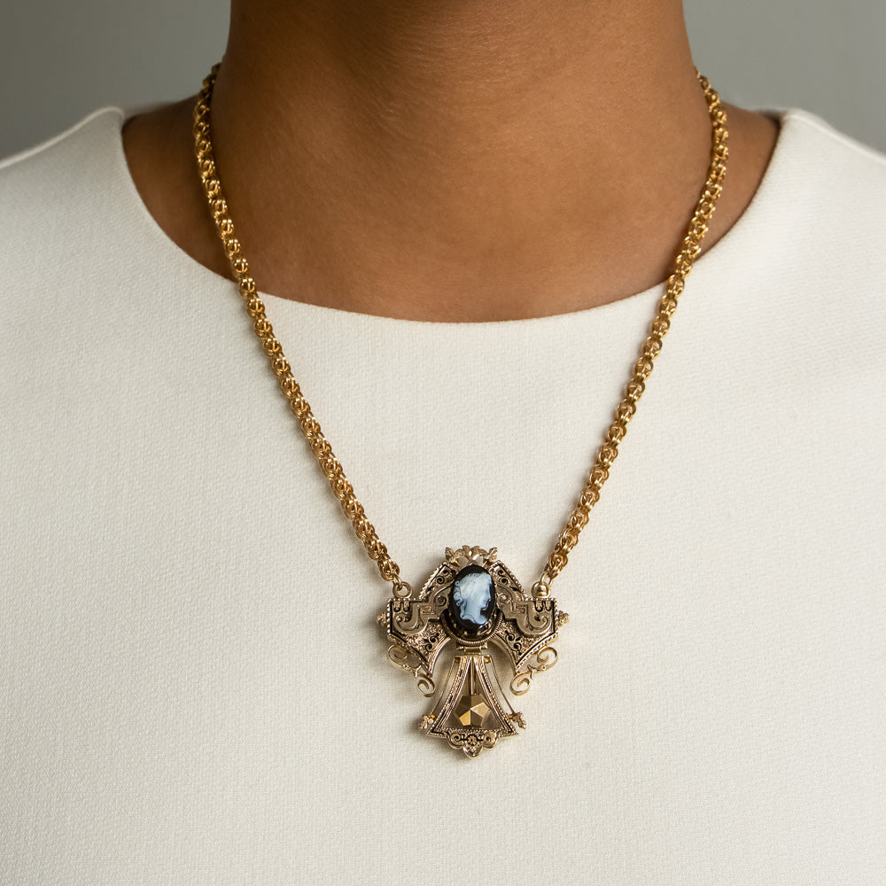 Victorian Cameo Brooch/Necklace - 16