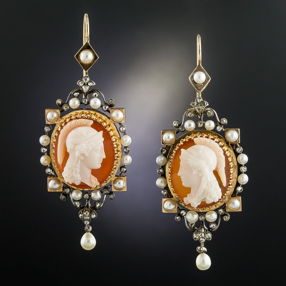 Victorian Carnelian Cameo Pendant/Brooch and Earrings Set - 10