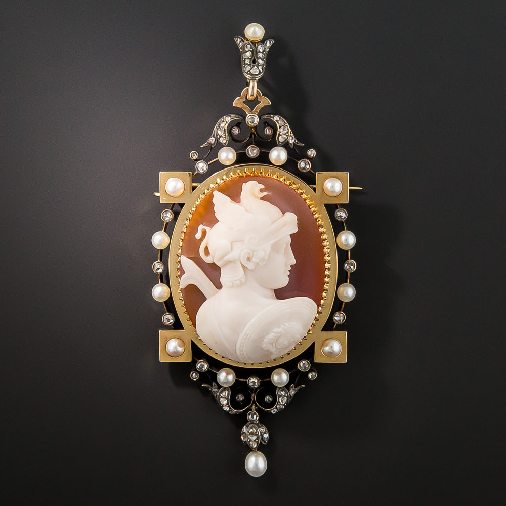 Victorian Carnelian Cameo Pendant/Brooch and Earrings Set - 3