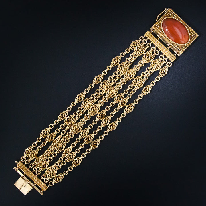 Victorian Carnelian Chain Bracelet, French Import