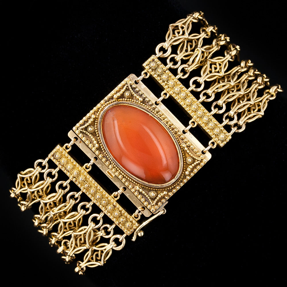 Victorian Carnelian Chain Bracelet, French Import - 6