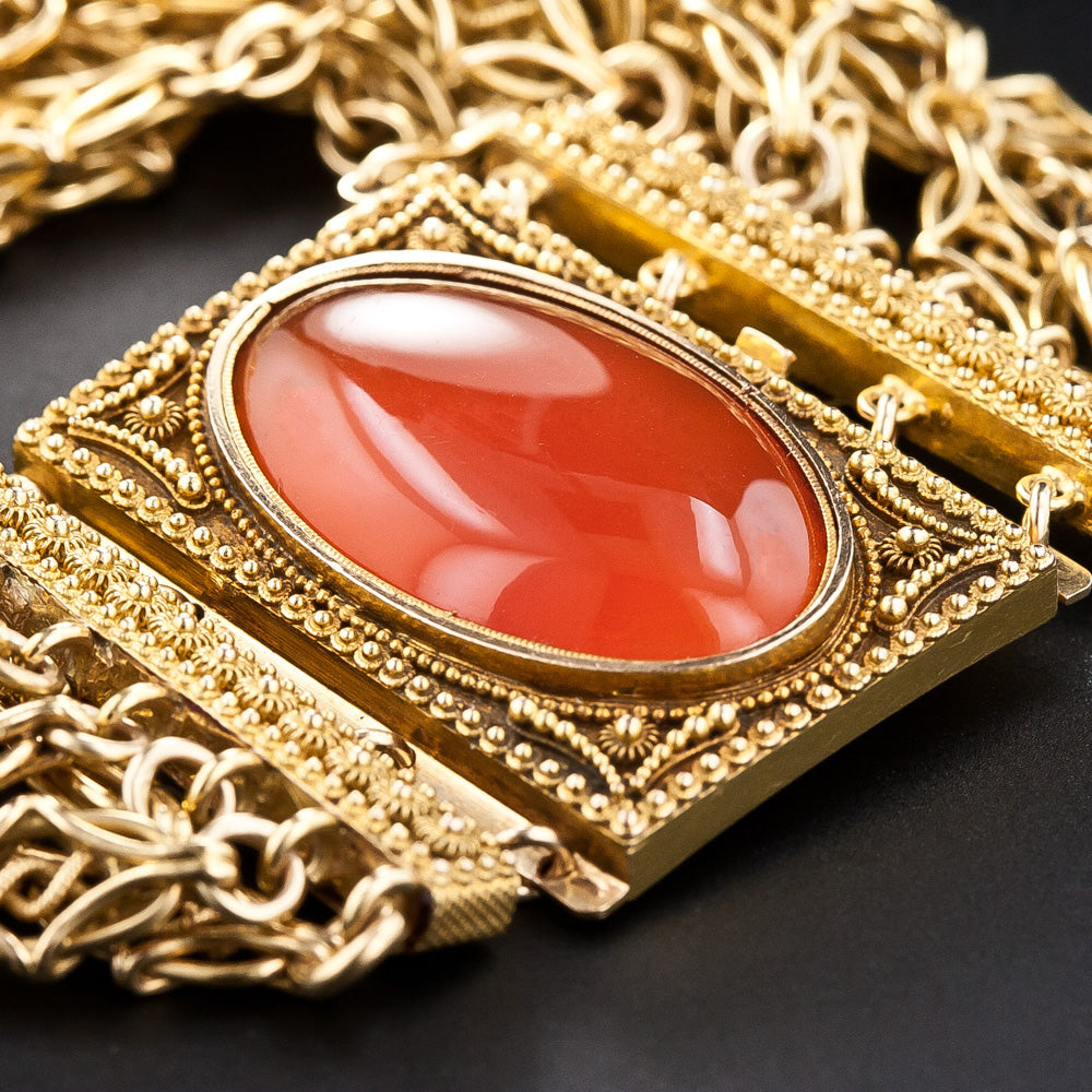 Victorian Carnelian Chain Bracelet, French Import - 8