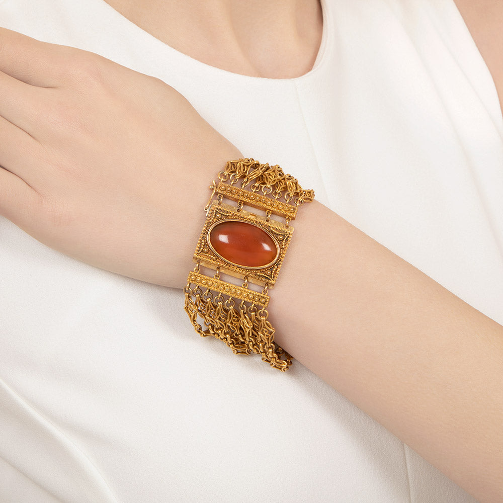 Victorian Carnelian Chain Bracelet, French Import - 10