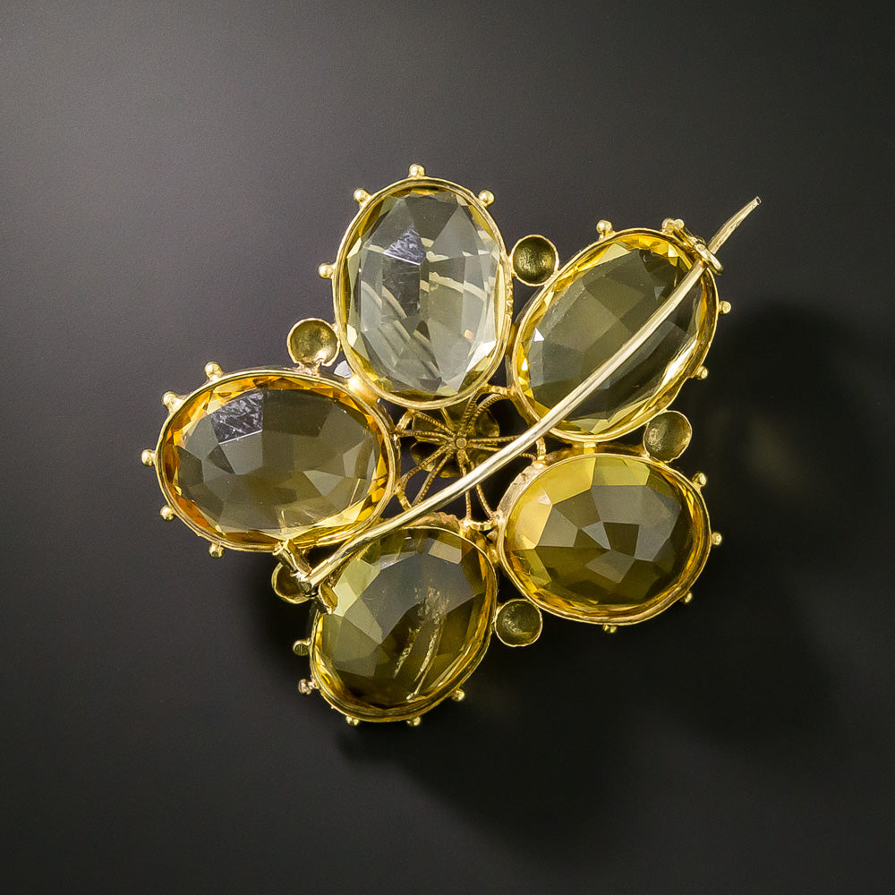 Victorian Citrine Flower Brooch - 4