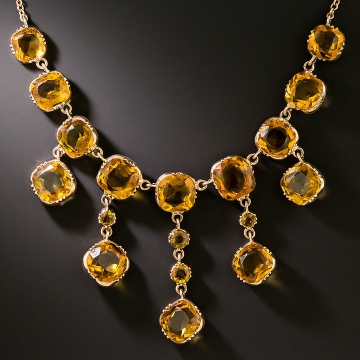 Victorian Citrine Fringe Necklace