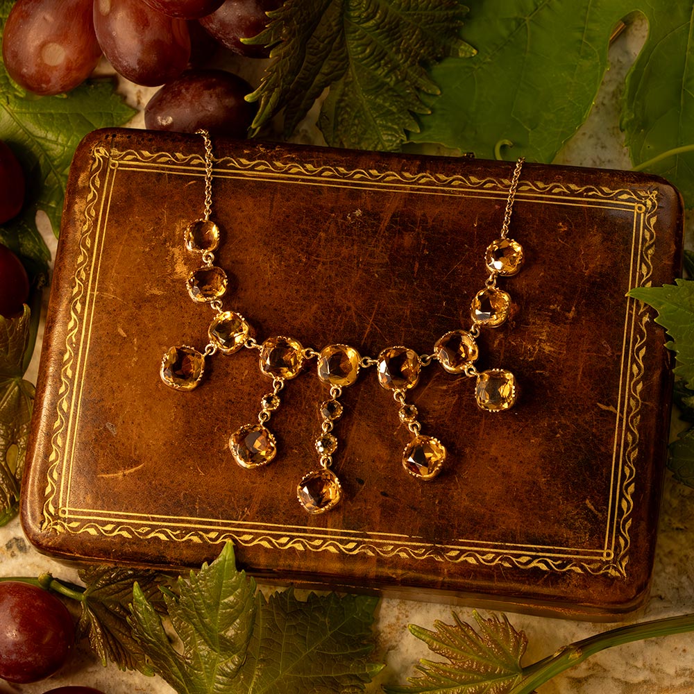Victorian Citrine Fringe Necklace - 4