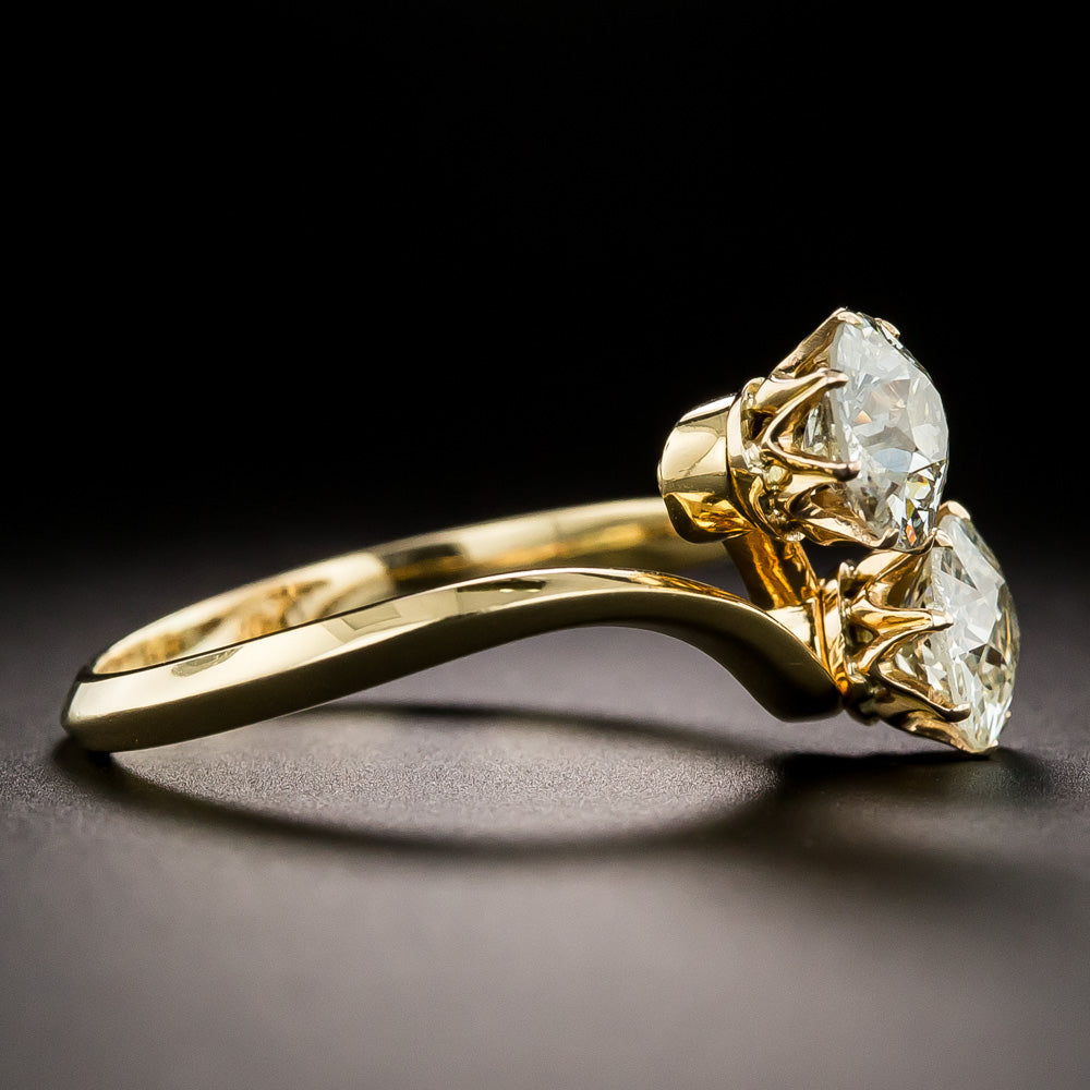 Victorian Convertible Diamond Earrings and Diamond Bypass Ring - 5