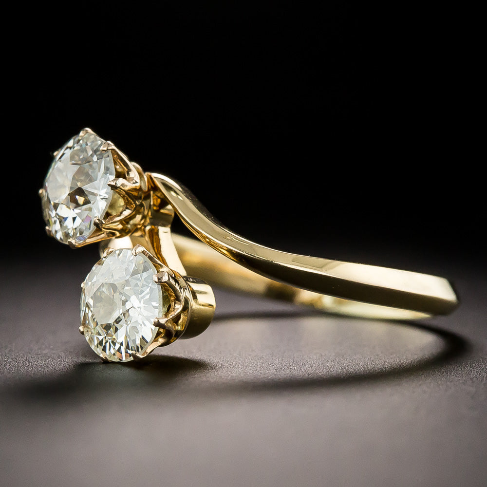 Victorian Convertible Diamond Earrings and Diamond Bypass Ring - 6
