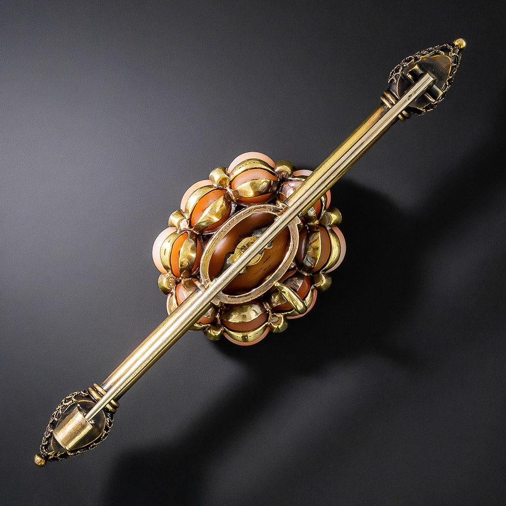  Victorian Coral and Diamond Brooch  - 3