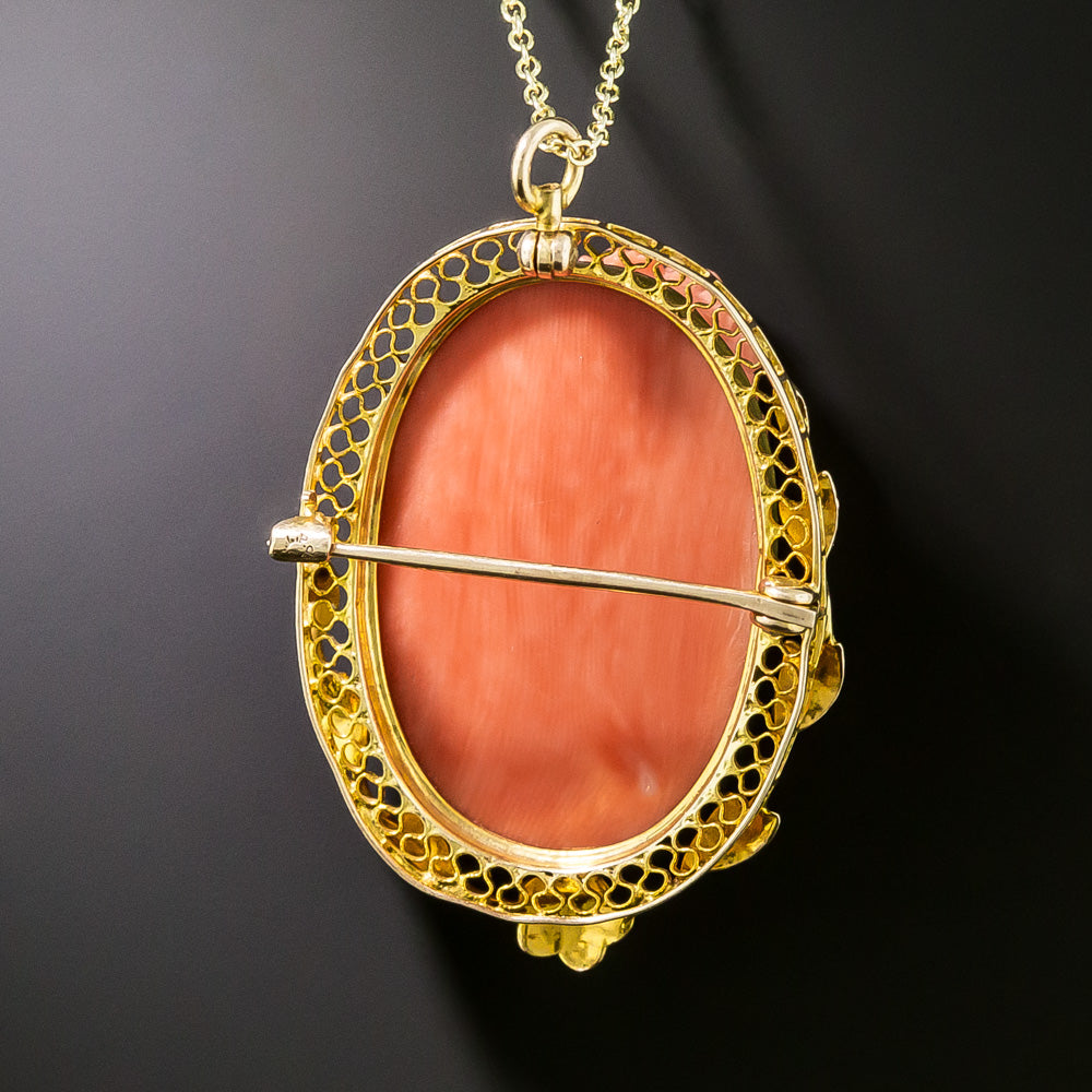 Victorian Coral Bacchus Cameo Brooch/Pendant - 2