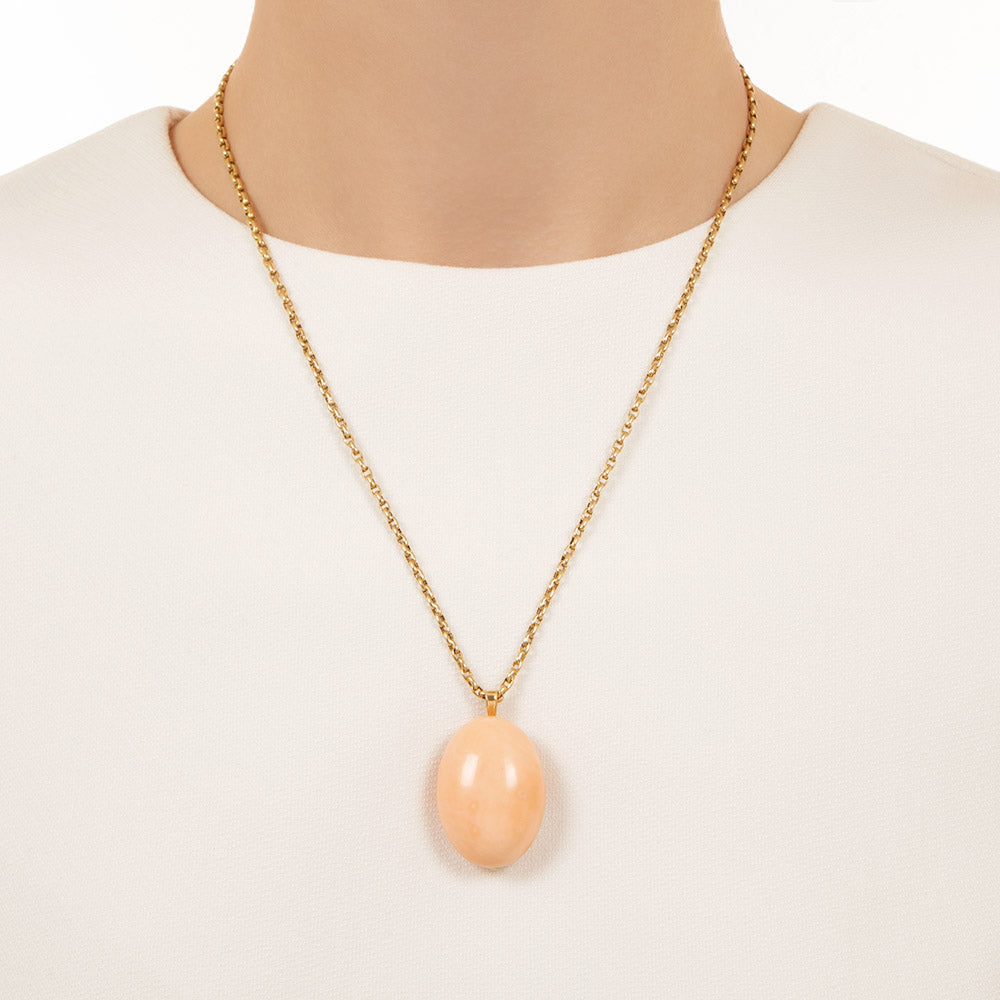 Victorian Coral Cabochon Pendant - 4