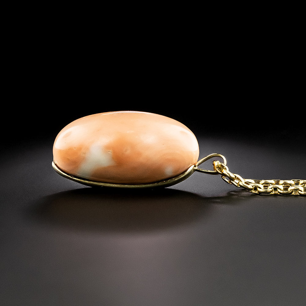 Victorian Coral Cabochon Pendant - 3