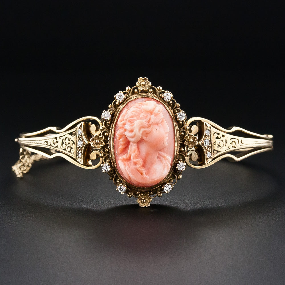 Victorian Coral Cameo Bracelet and Ring - 15