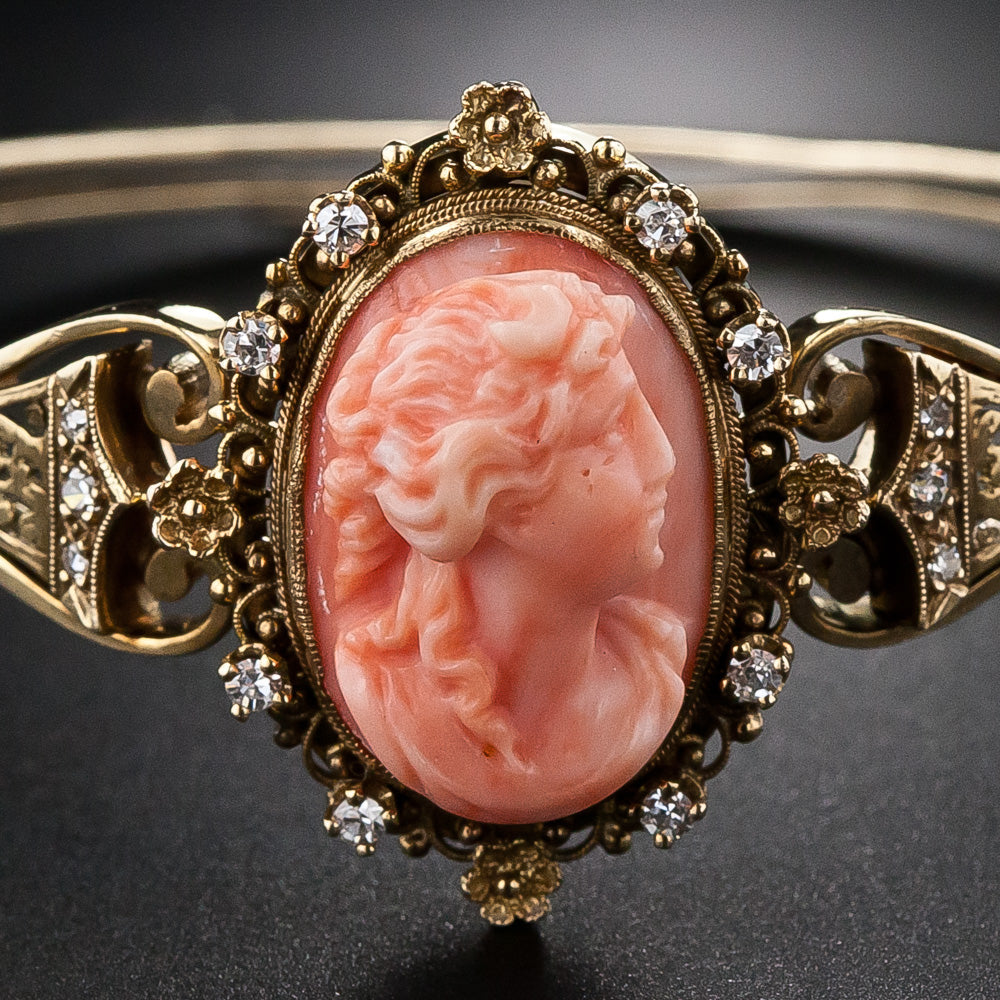 Victorian Coral Cameo Bracelet and Ring - 19