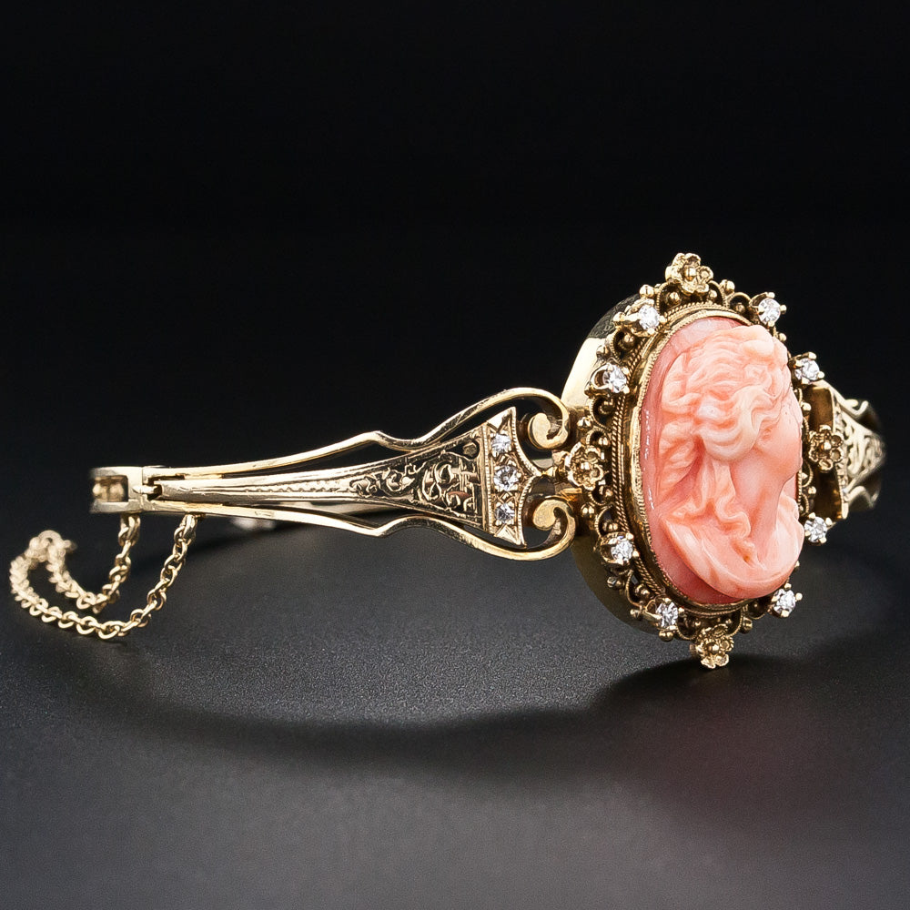 Victorian Coral Cameo Bracelet and Ring - 16