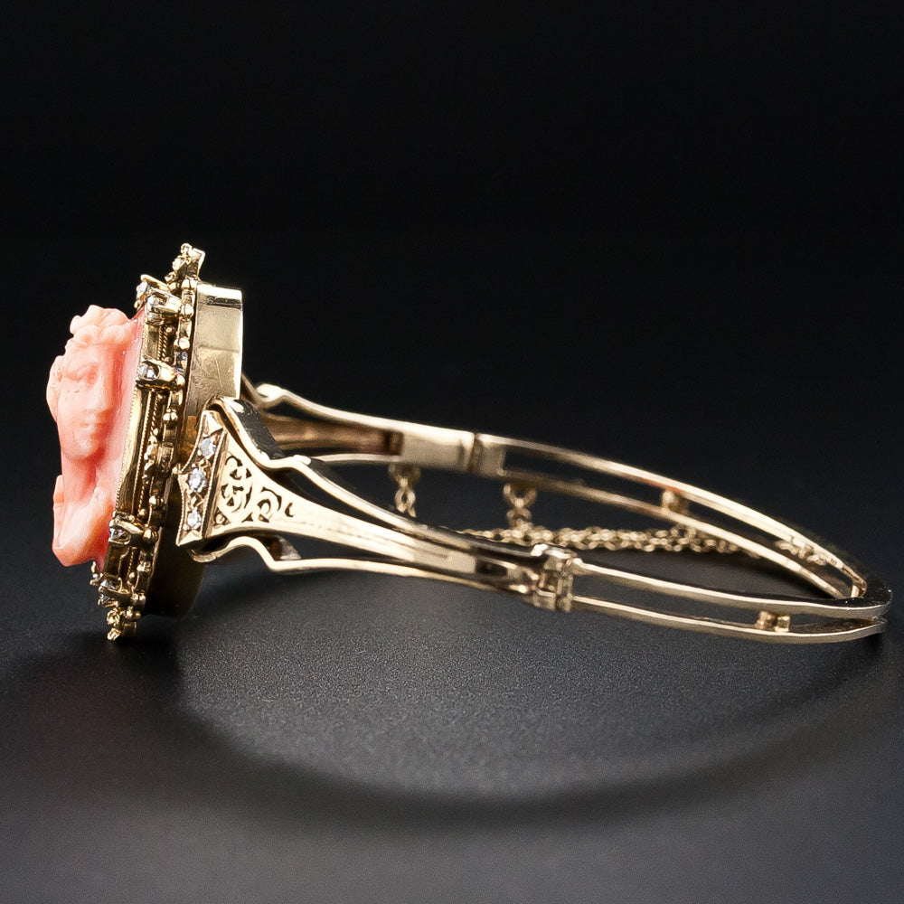 Victorian Coral Cameo Bracelet and Ring - 17