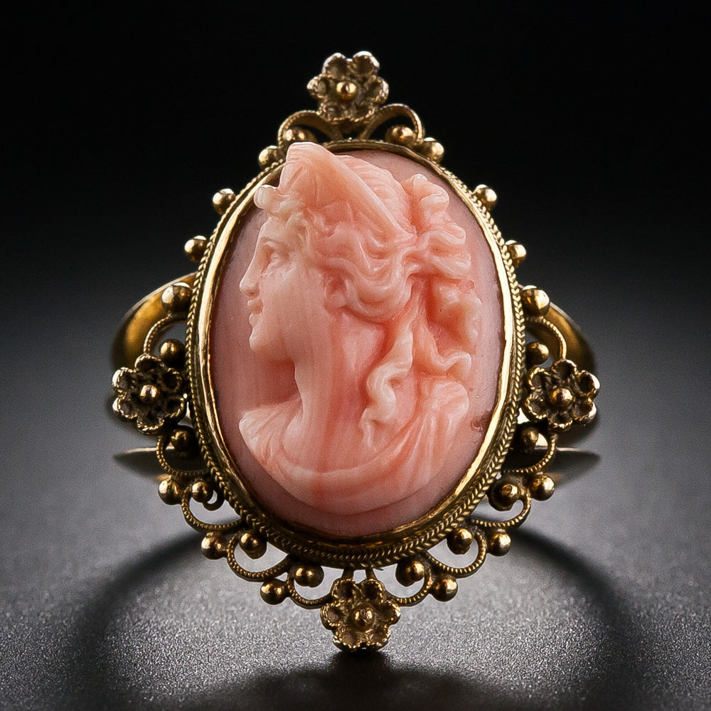 Victorian Coral Cameo Bracelet and Ring - 20