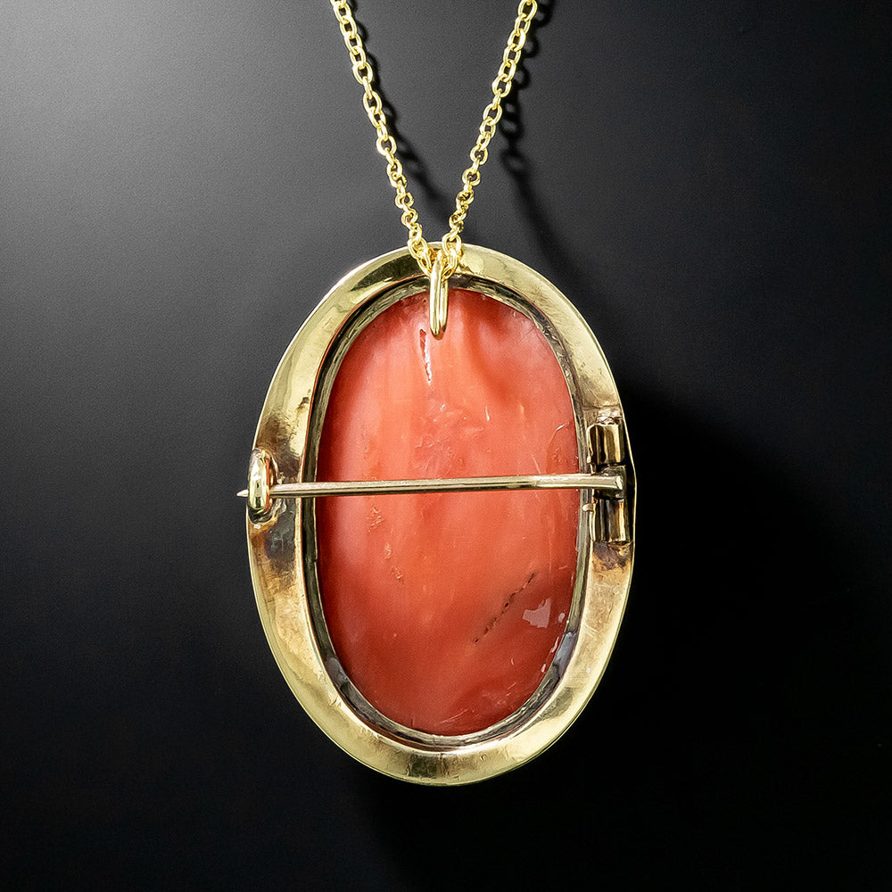 Victorian Coral Cameo Pendant/Brooch - 2