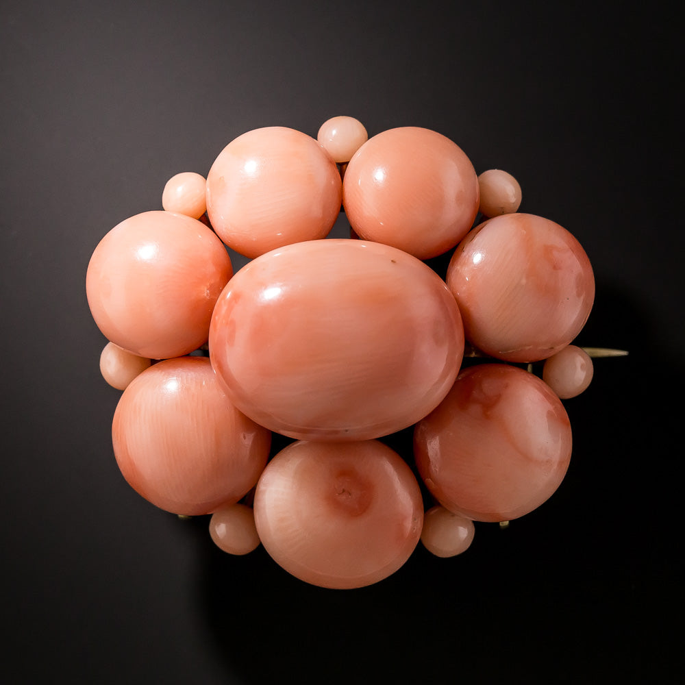 Victorian Coral Cluster Brooch - 5