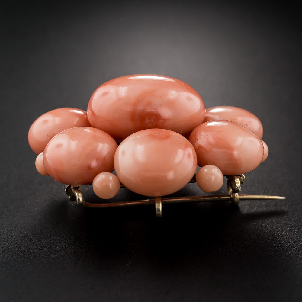 Victorian Coral Cluster Brooch - 7