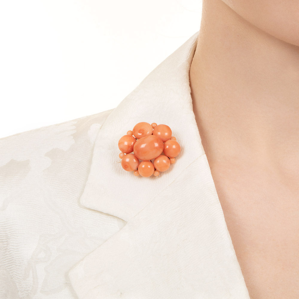 Victorian Coral Cluster Brooch - 7