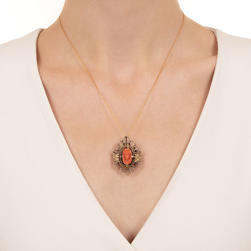 Victorian Coral Pendant/Brooch - 4