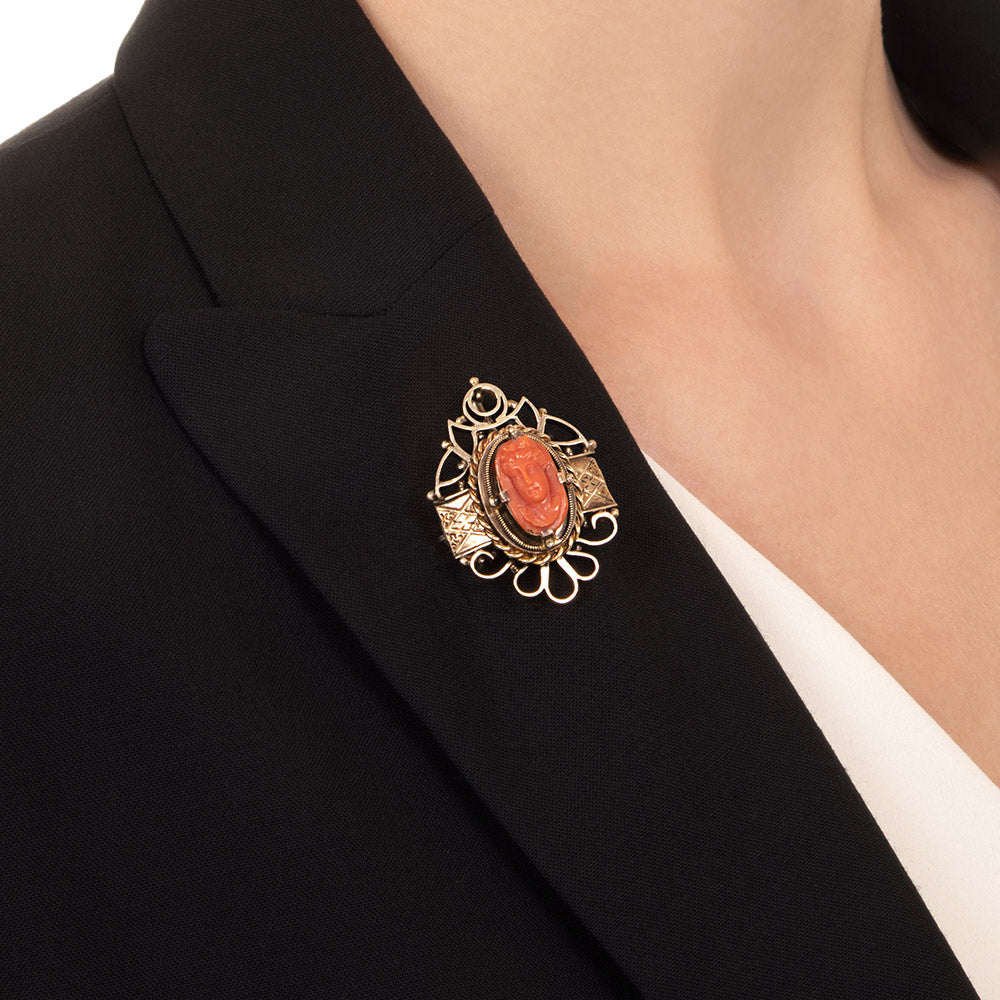 Victorian Coral Pendant/Brooch - 5