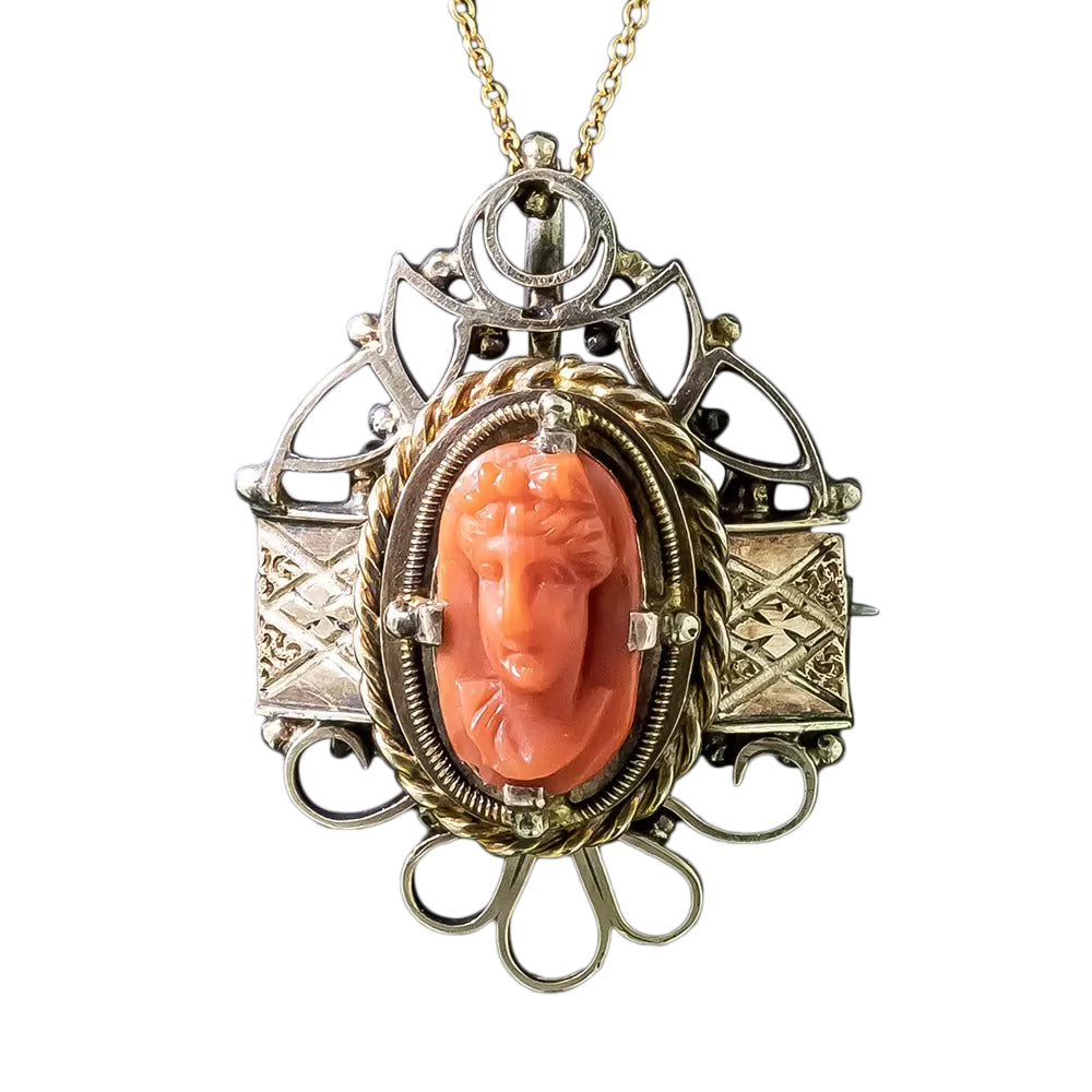 Victorian Coral Pendant/Brooch - 3