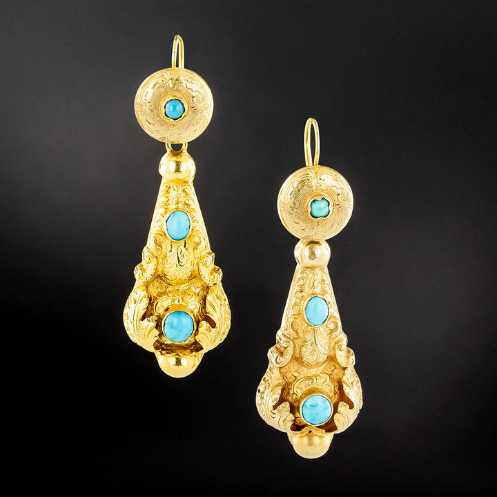 Victorian Day and Night Turquoise Drop Earrings