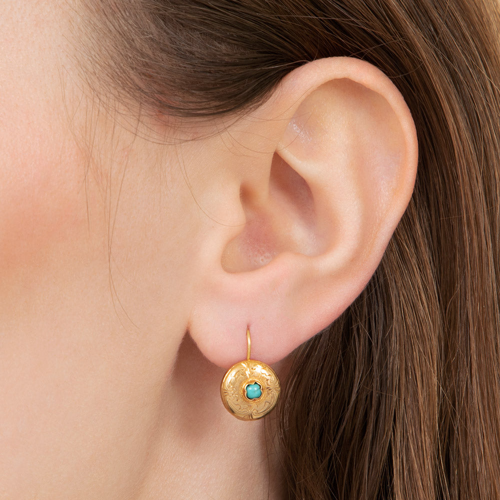 Victorian Day and Night Turquoise Drop Earrings - 5