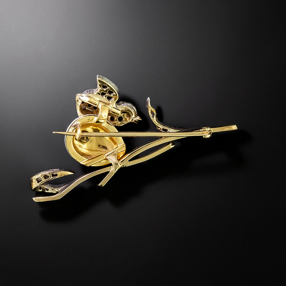 Victorian Diamond and Enamel Bird Brooch With Egg - 3