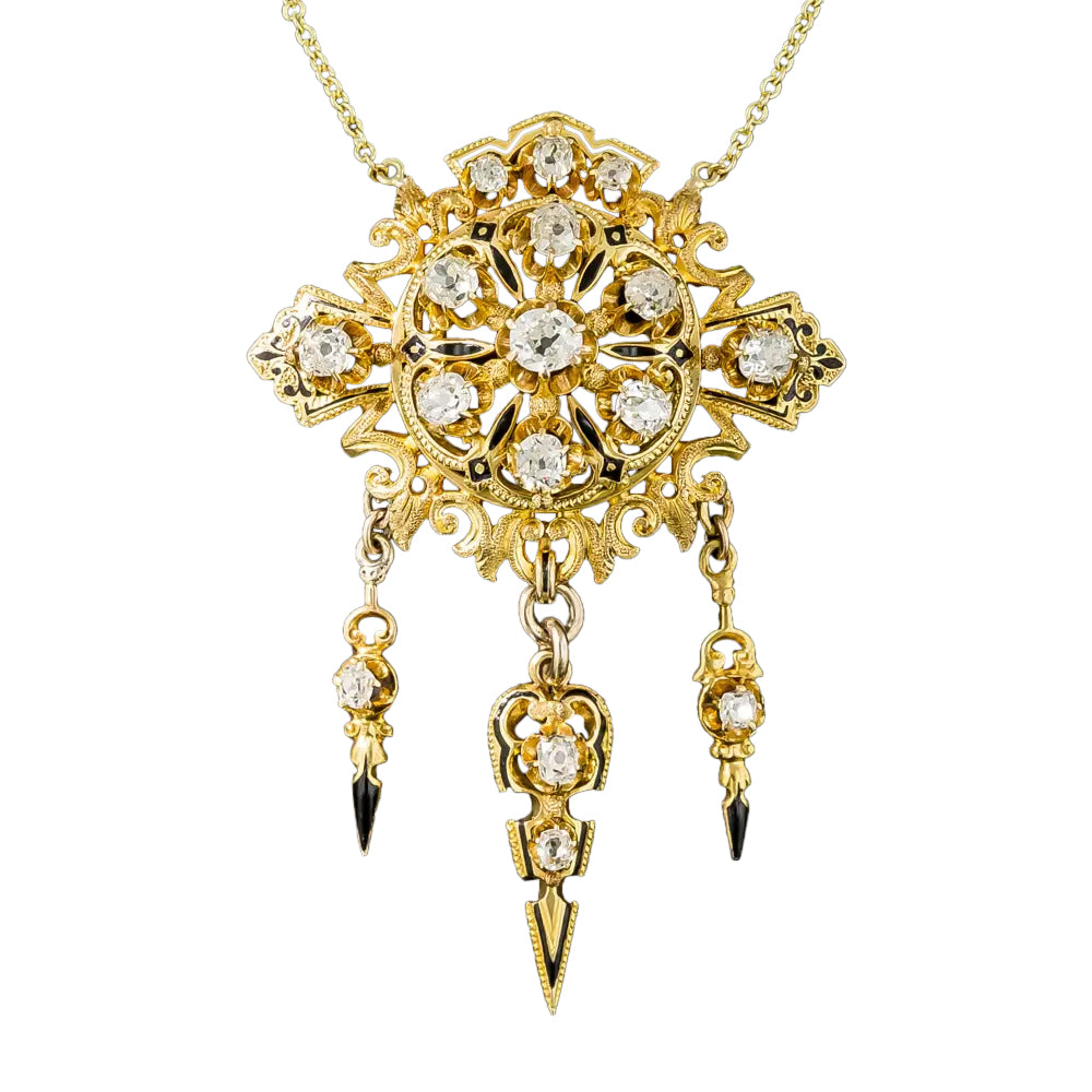 Victorian Diamond and Enamel Pendant  - 2