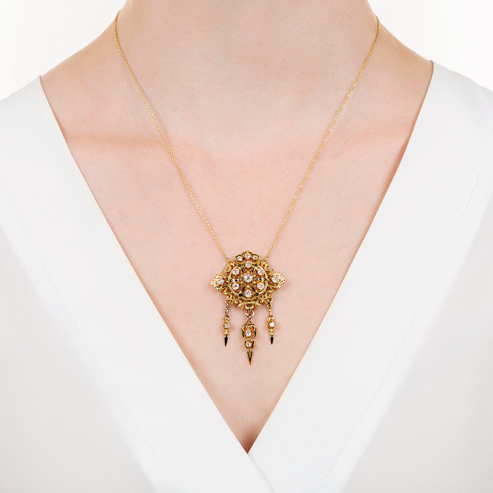 Victorian Diamond and Enamel Pendant  - 3