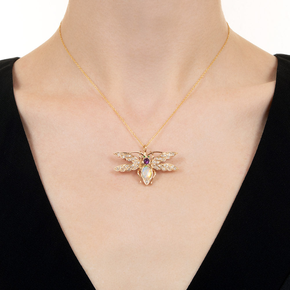 Victorian Diamond and Gemstone Bug Pendant/Brooch - 2