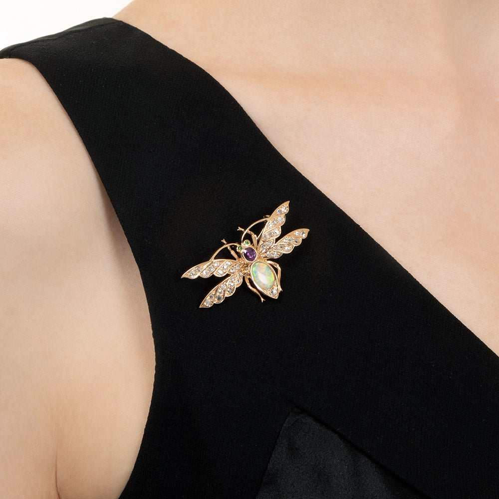 Victorian Diamond and Gemstone Bug Pendant/Brooch - 3
