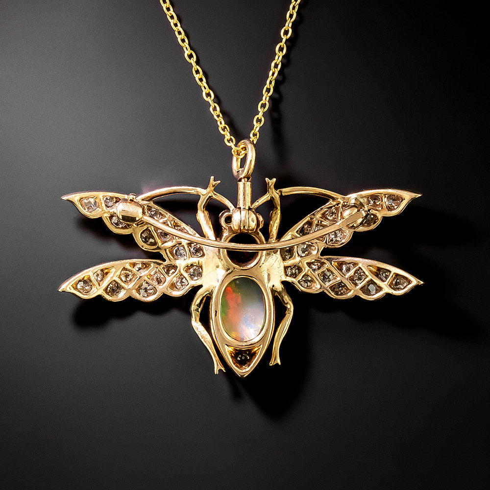 Victorian Diamond and Gemstone Bug Pendant/Brooch - 3