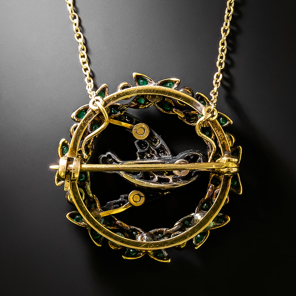 Victorian Diamond and Gemstone Swallow Pendant/Brooch - 3