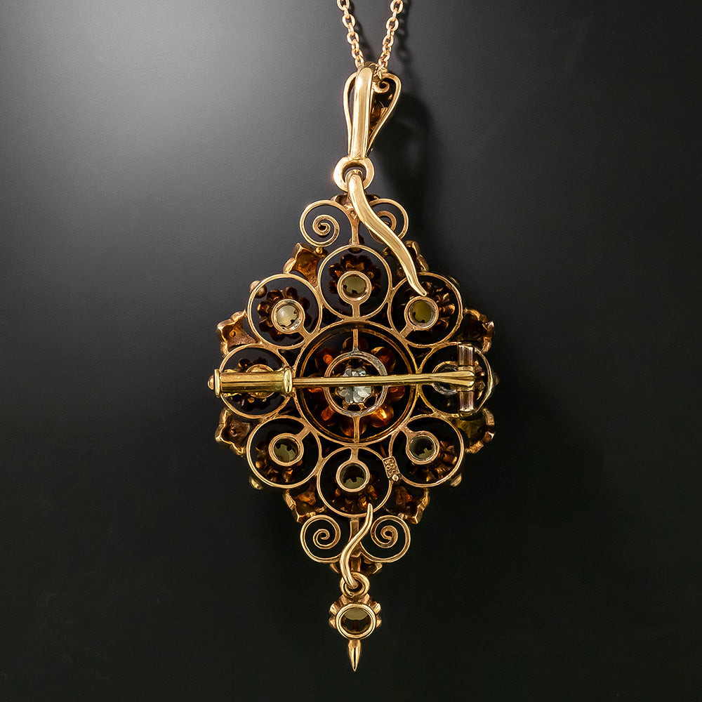 Victorian Diamond and Natural Pearl Pendant/Brooch - 3