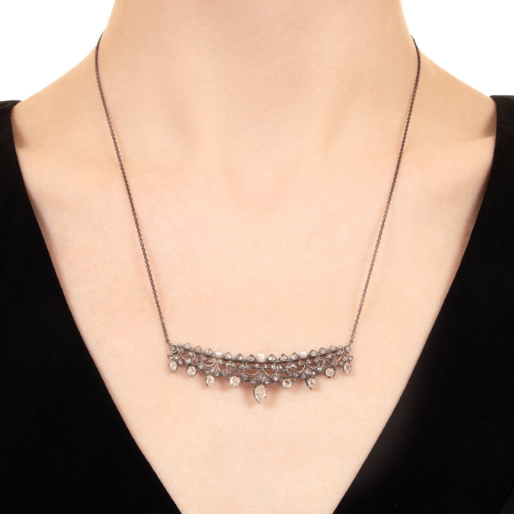 Victorian Diamond and Pearl Tiara Necklace - 5